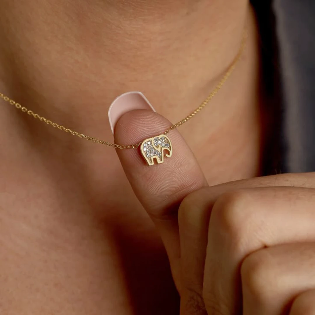 MINI BLOOM 坠链均925银 镶钻金色小象锁骨链纯银气质精致项链