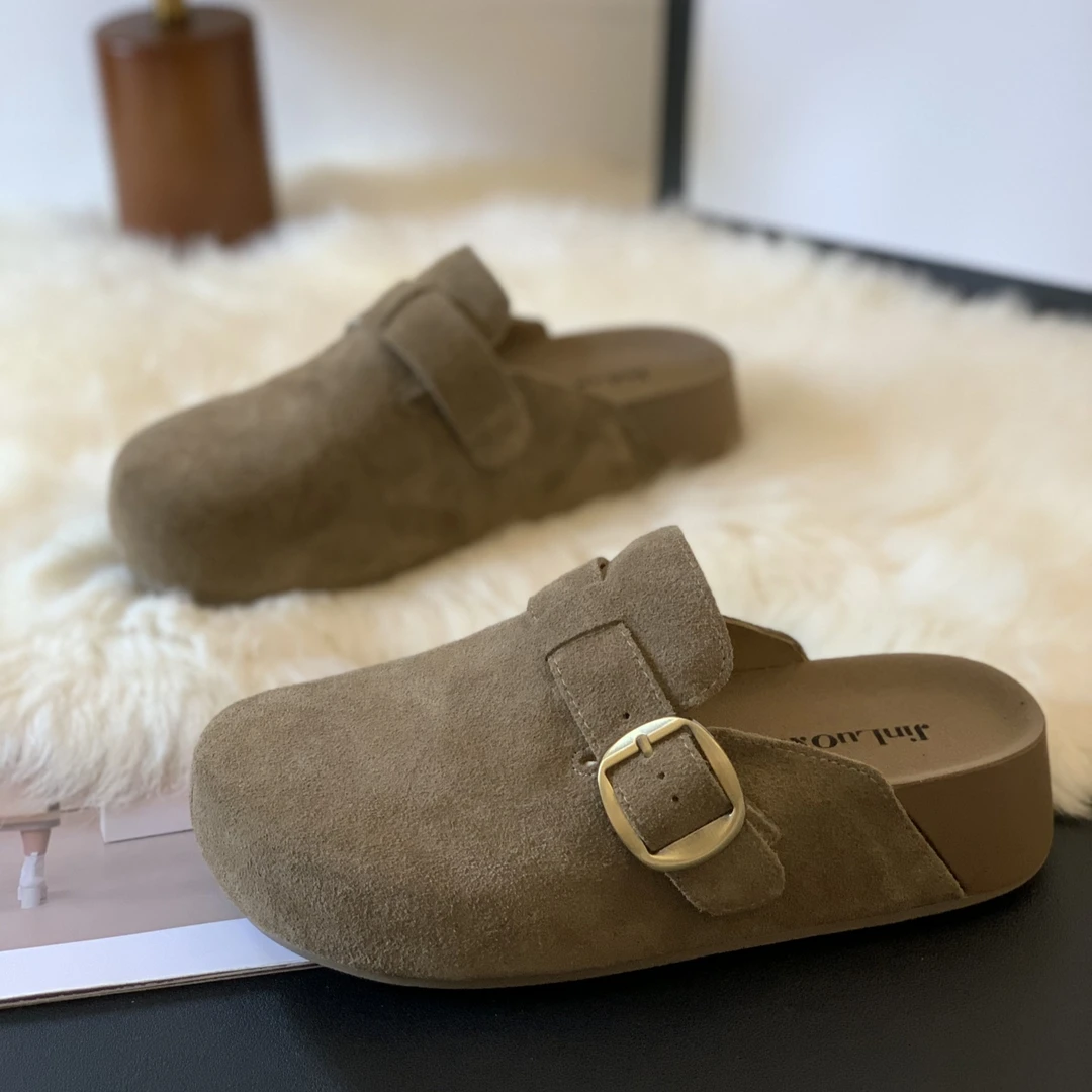 复古厚底包头勃肯拖鞋女外穿2025年秋季新款法式百搭一脚蹬勃肯鞋