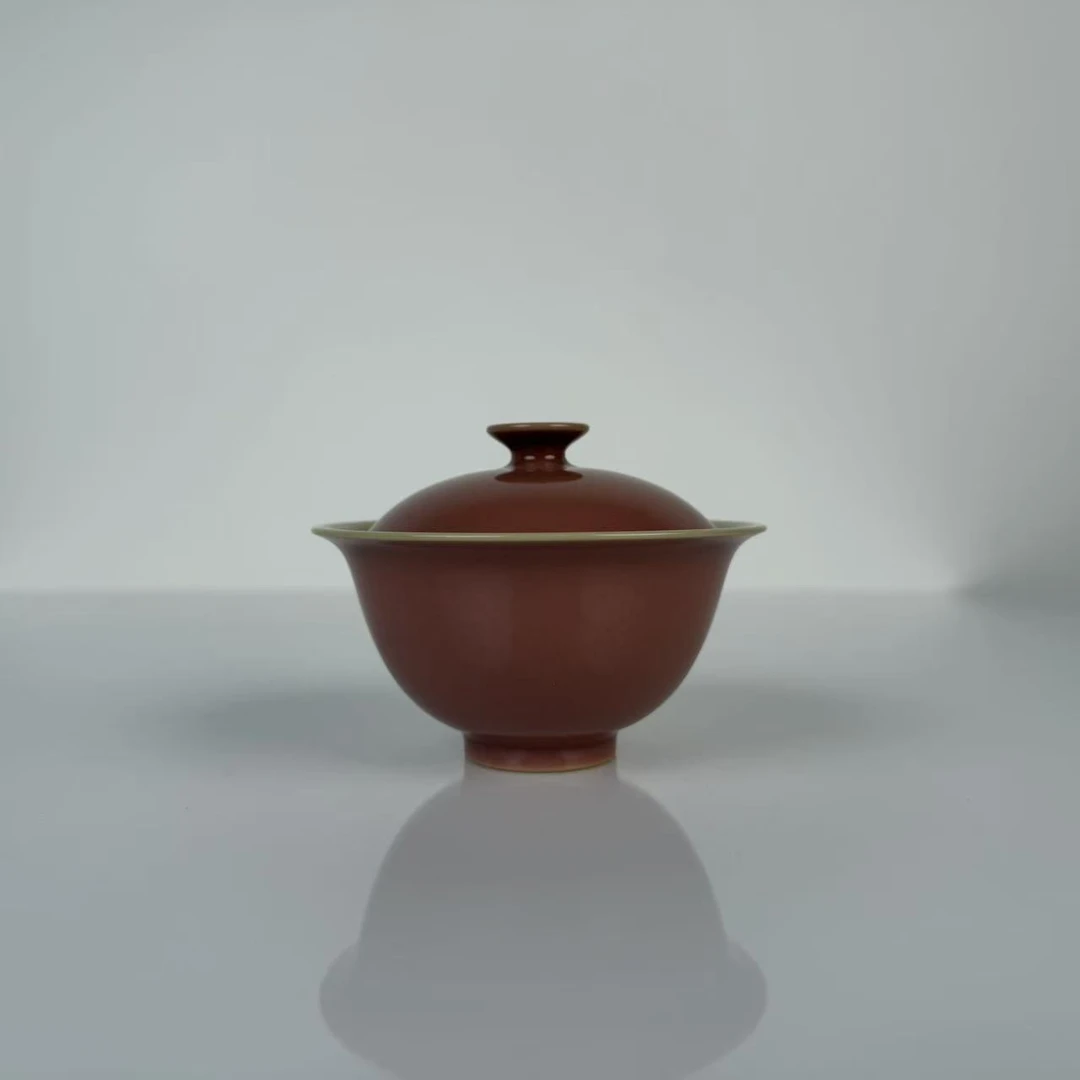 南山云泊 海棠红 天波盖碗