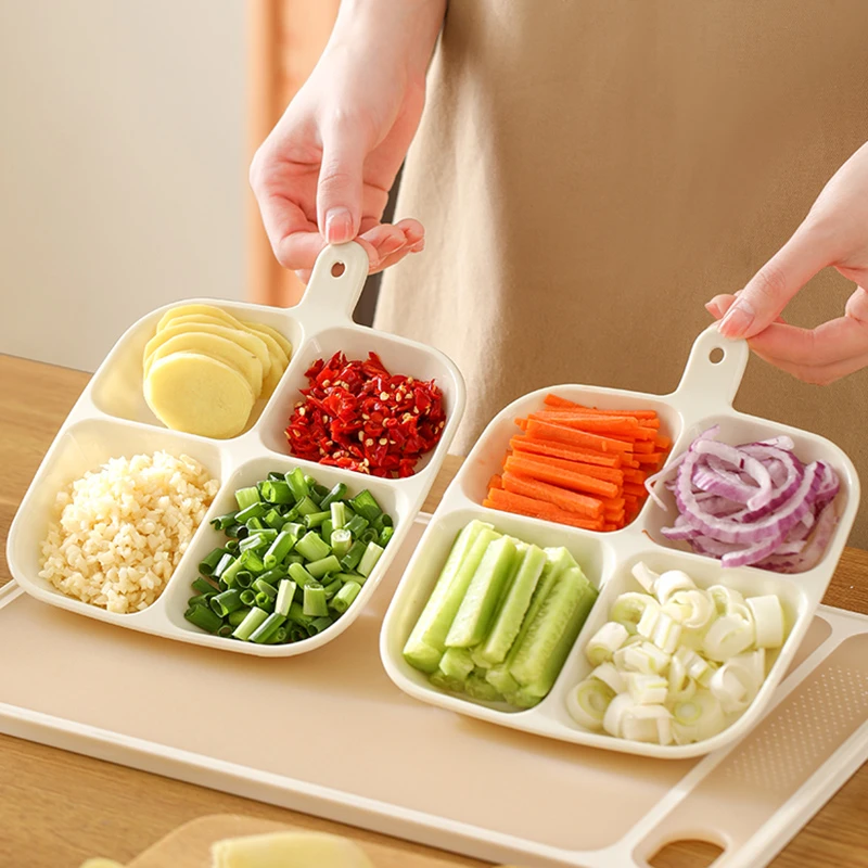 分格配菜盘厨房收纳备菜家用火锅多功能四格餐盘托盘备菜蘸料小碟