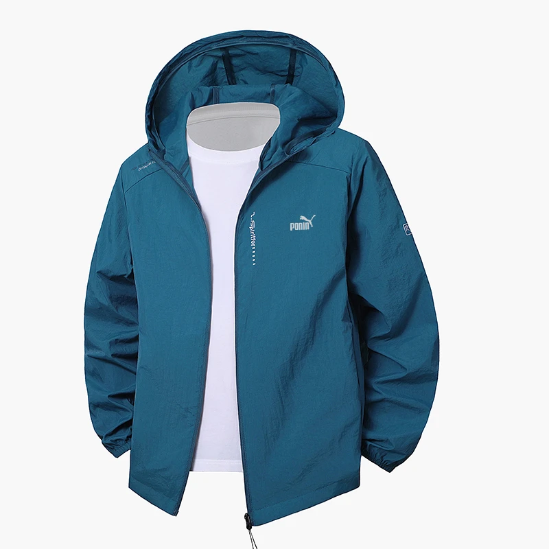 【品牌】夏季男士冰丝防晒衣连帽款2025新品防紫外线透气户外皮肤衣