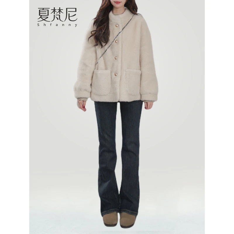 【微喇牛仔】夏梵尼秋冬加厚植绒显瘦微喇裤牛仔裤