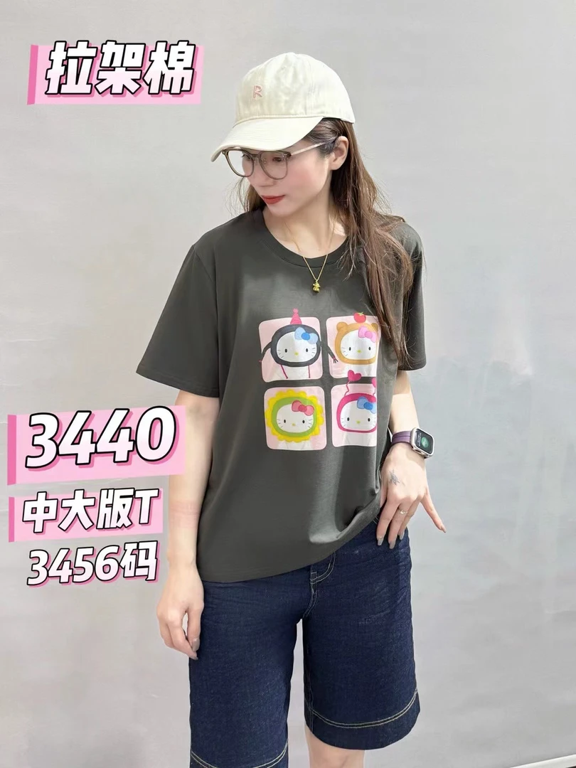 彩衣蝶拉架棉吸汗休闲风卡通动漫圆领T恤印花春夏卡通潮流