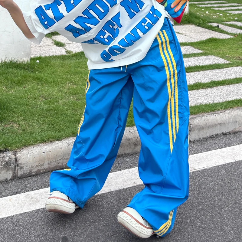 ANDLIFE品牌基础三条杠夏季速干休闲裤弯刀裤男女同款街舞裤潮牌