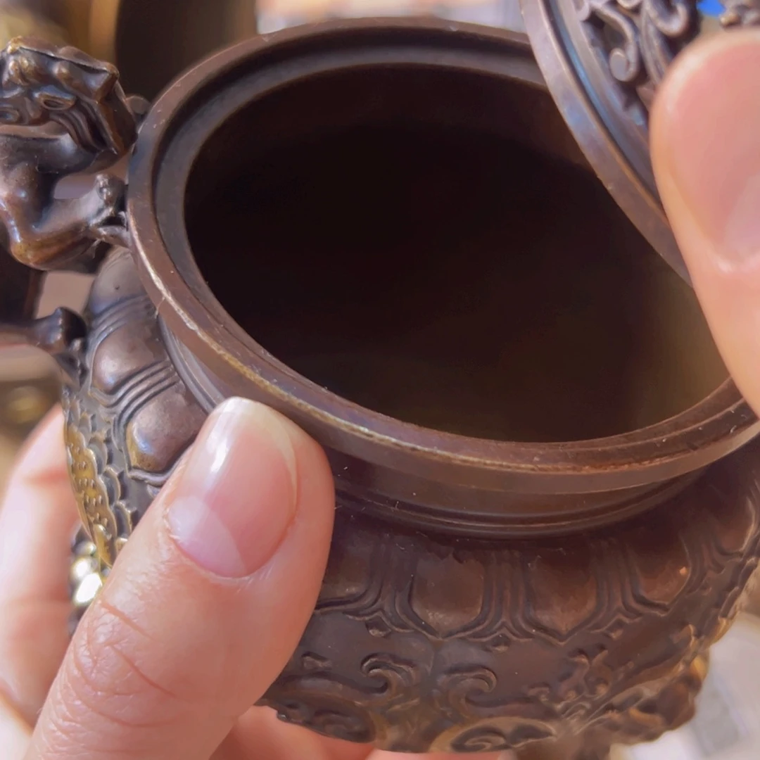 原矿风磨铜熏香炉