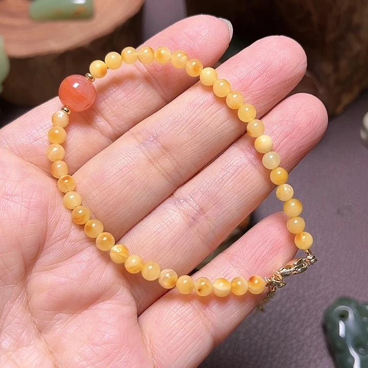 岫岩河磨玉（透闪石质玉）手绳未镶嵌茶****6