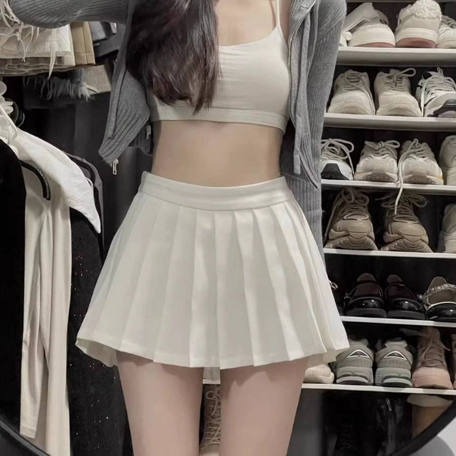 欧美风性感黑色高腰A字超短百褶裙女显瘦小个子防走光半身裙