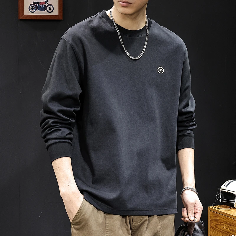 追属白色长袖t恤男新款秋季男士圆领内搭打底衣服春秋款潮牌大码