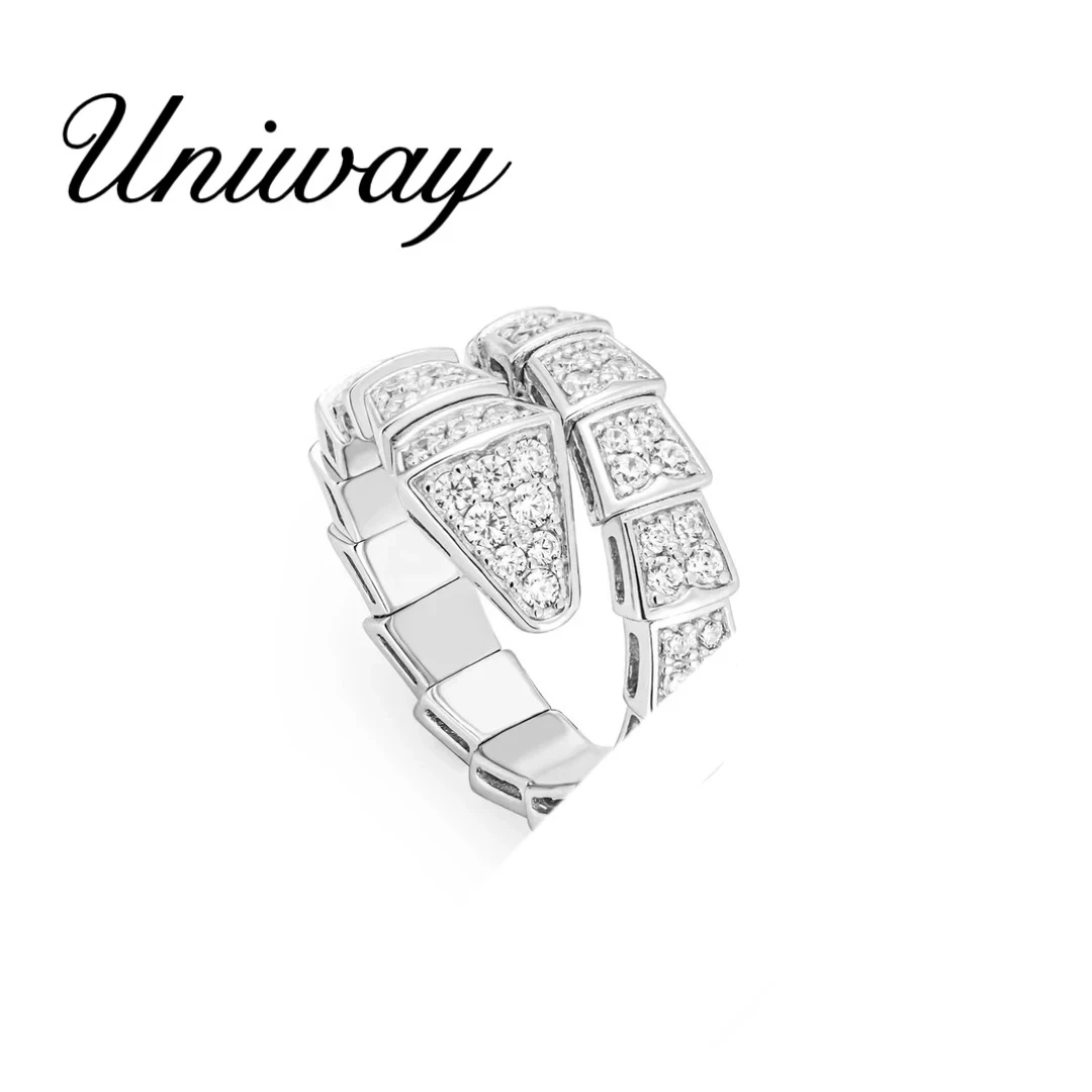 925银戒指 Uniway 925银 【情人节】宽版蛇戒满钻百搭高级感