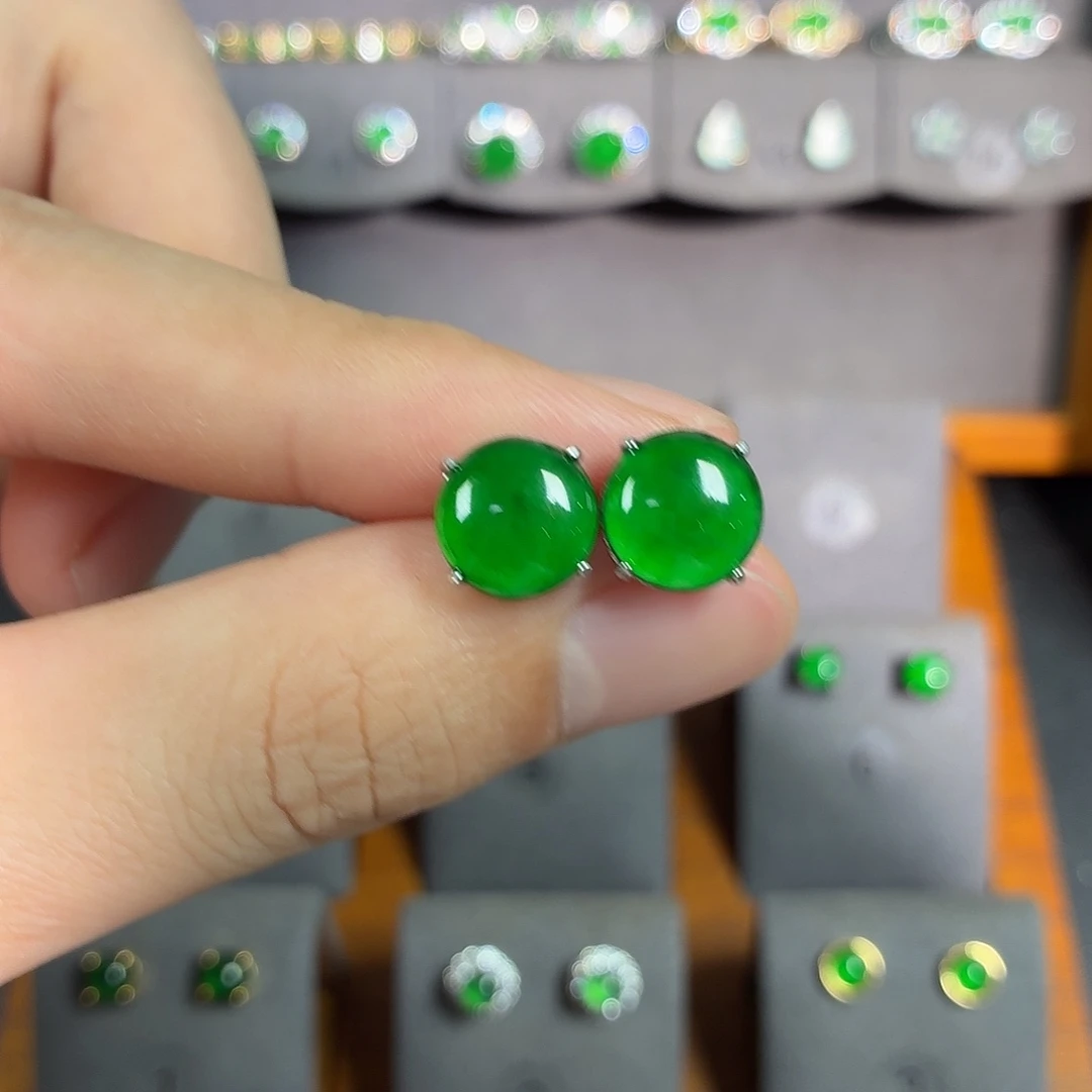 翡翠银S925镶嵌耳饰耳饰