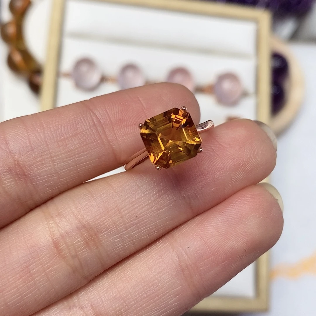 银S925镶嵌珠宝半成品黄晶
