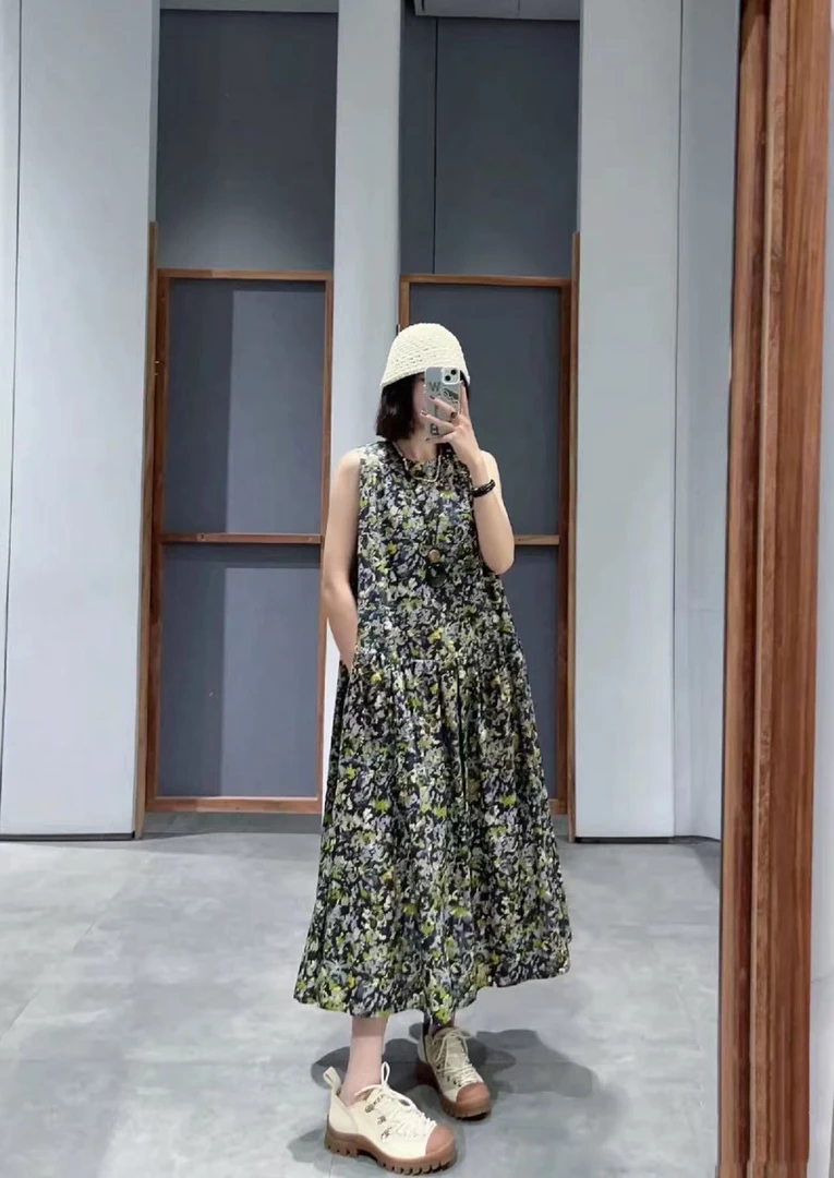 超美碎花2025夏季新款复古气质名媛高级感连衣裙560