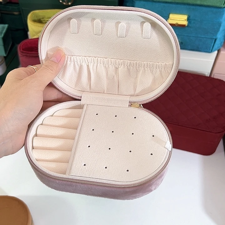 加大款便携首饰盒粉色精致质感高级
