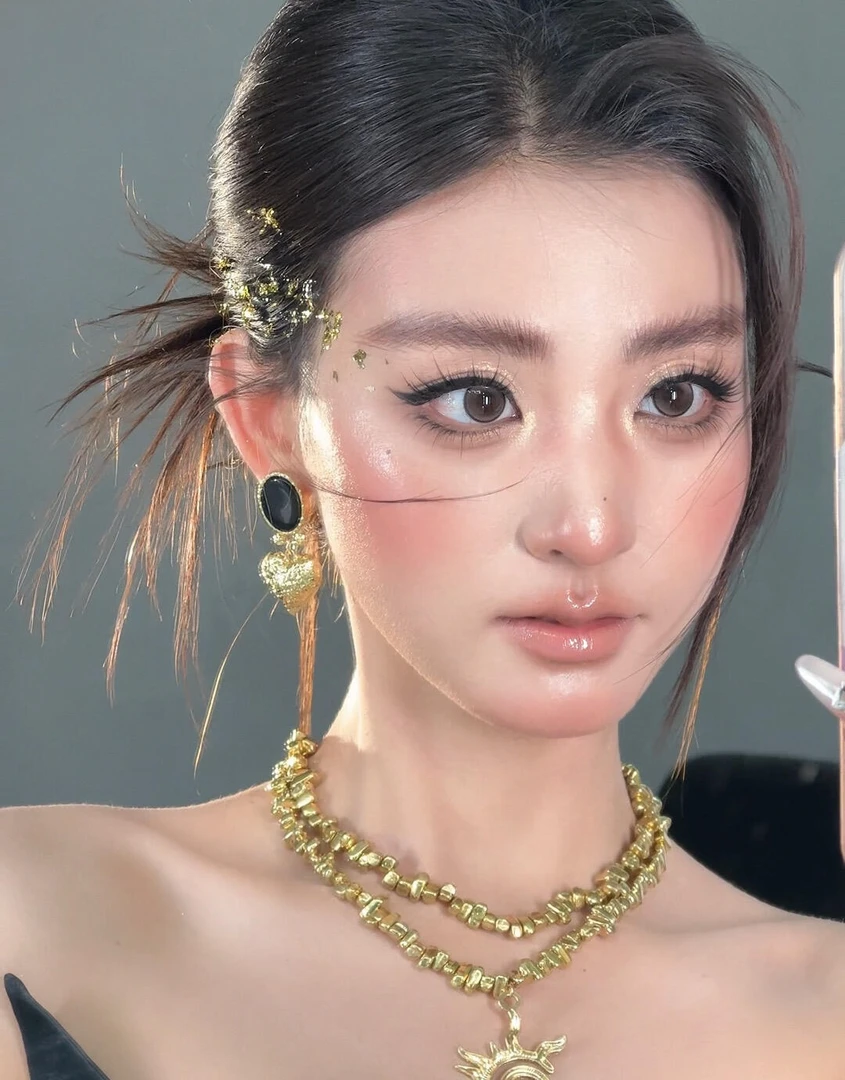 新娘配饰项链礼服项链耳环白纱项链耳环金色太阳女神项链