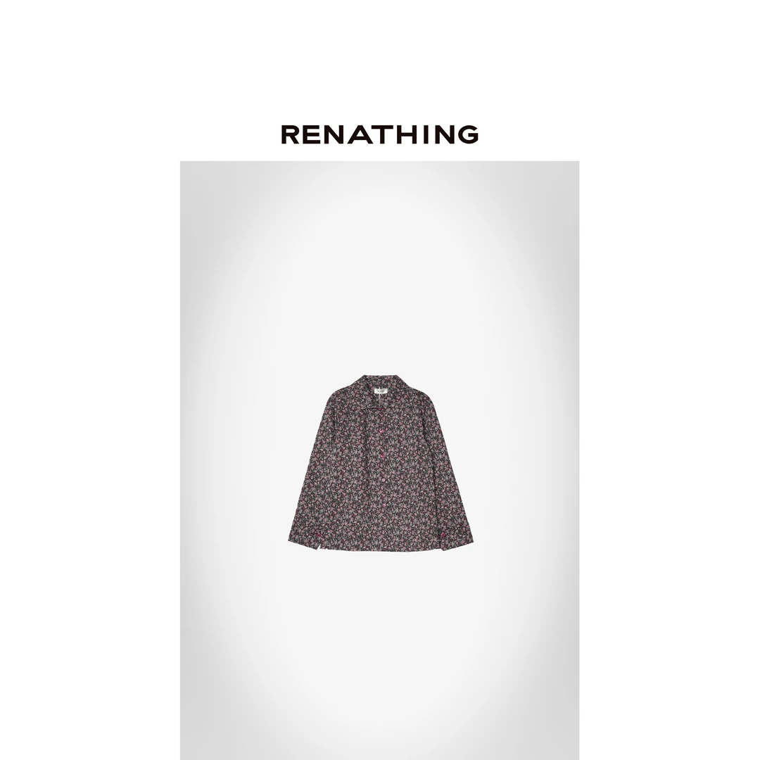 【RENATHING】复古印花长袖衬衫