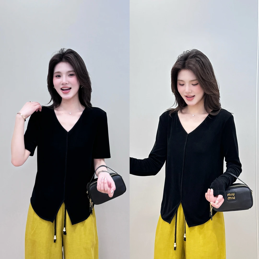 【L.P.L meng】2025新款中缝设计感极简风冰感醋酸长袖上衣