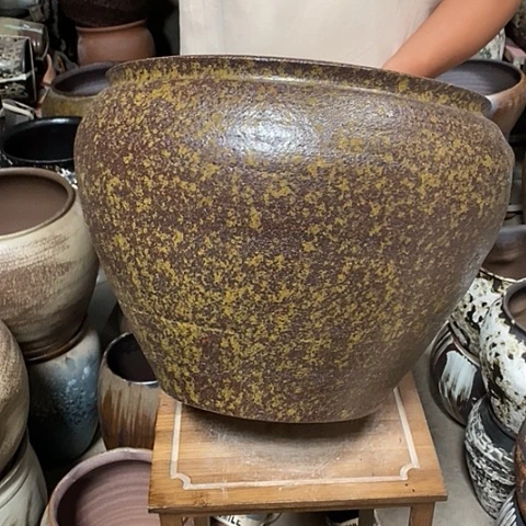 紫砂花盆口38高度32铁锈