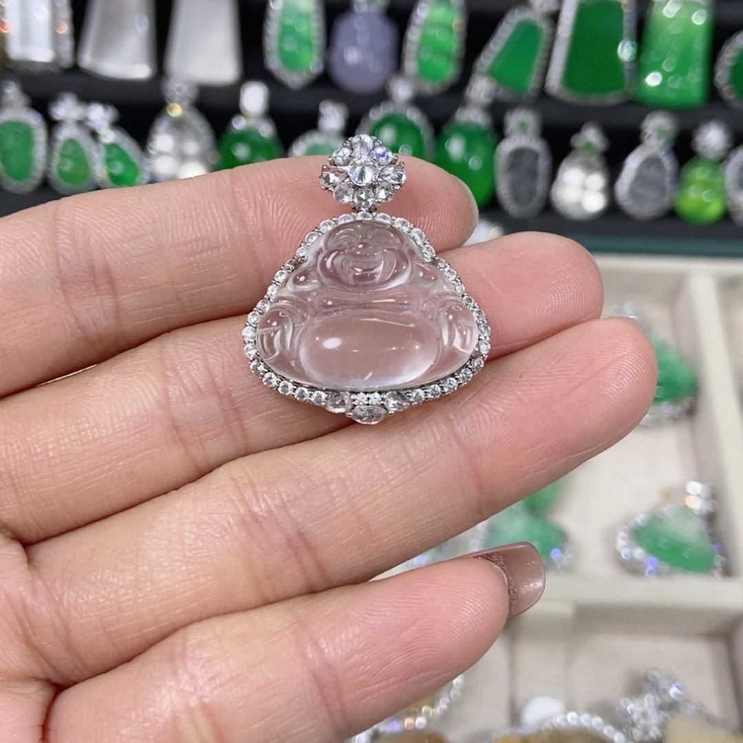 石英质玉吊坠(不含链)银S925镶嵌九**斤