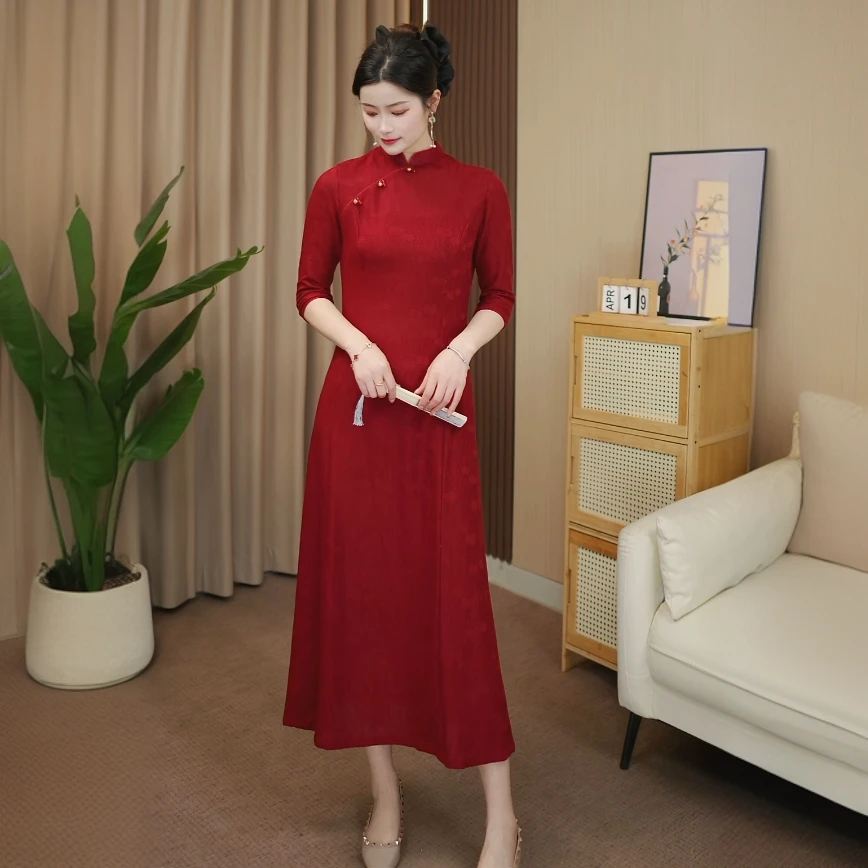 绫影 夏季新款连衣裙复古修身显瘦改良中国风春夏日常旗袍裙