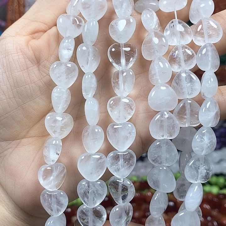 玛瑙/玉髓未镶嵌珠宝半成品天然白水晶爱心卡12mm