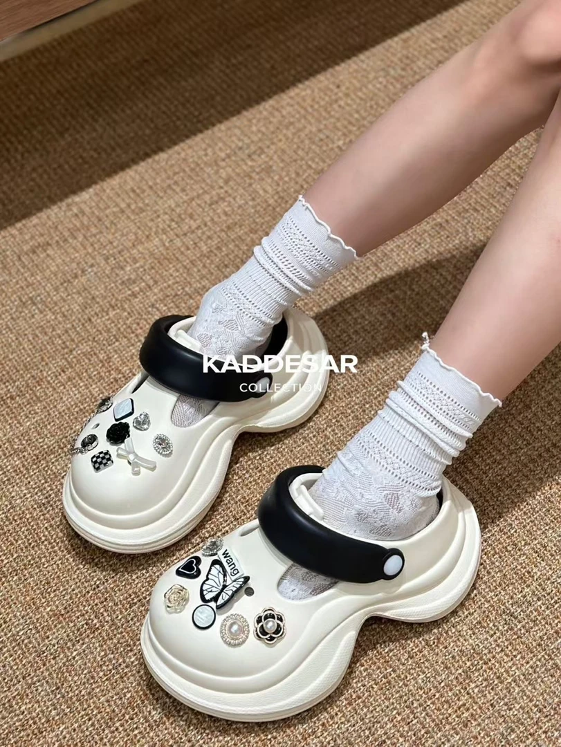 女包头休闲厚底青少年注压洞洞鞋时尚法式网红凉鞋浅口防滑