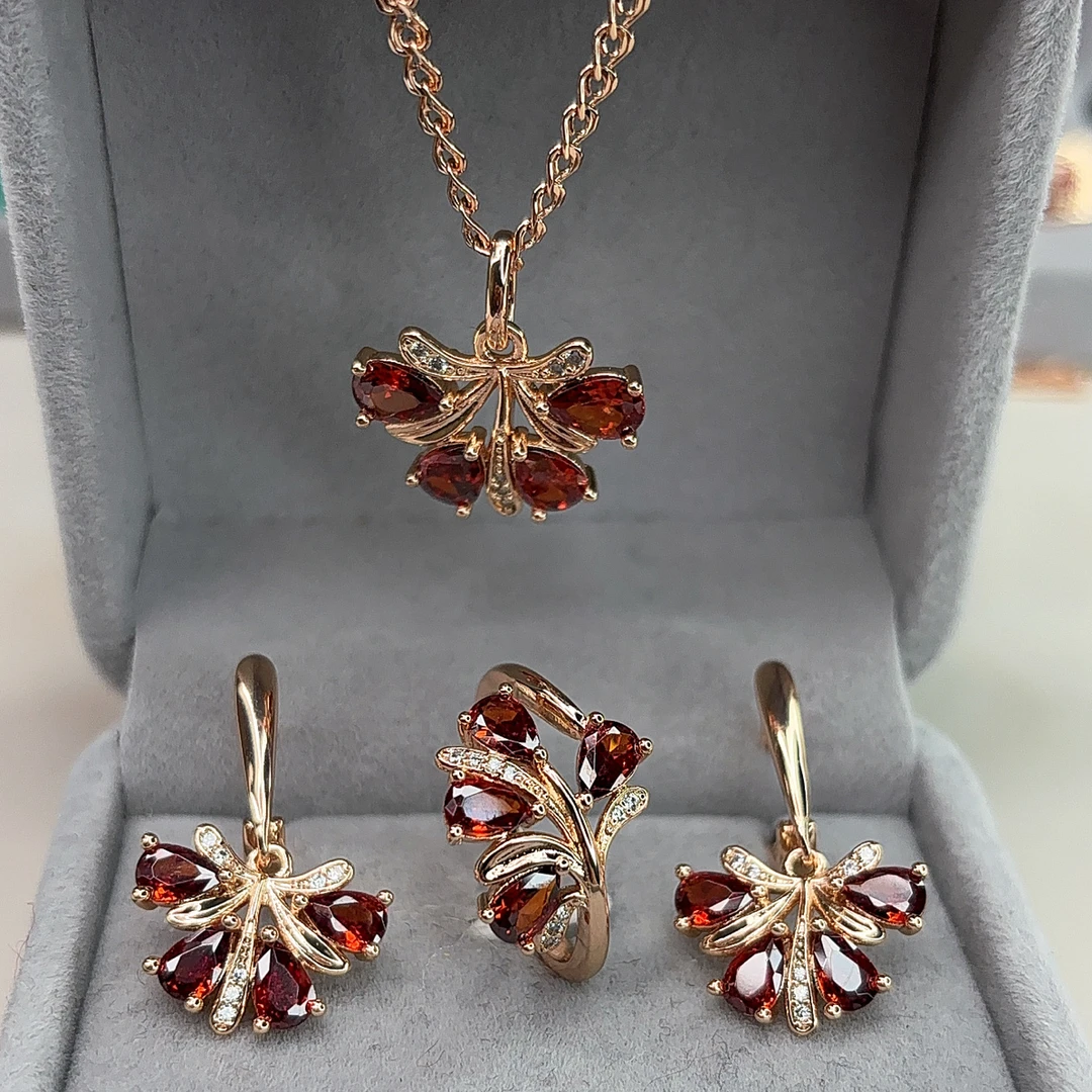 铜合金锆石项链 新款镀585紫金套装