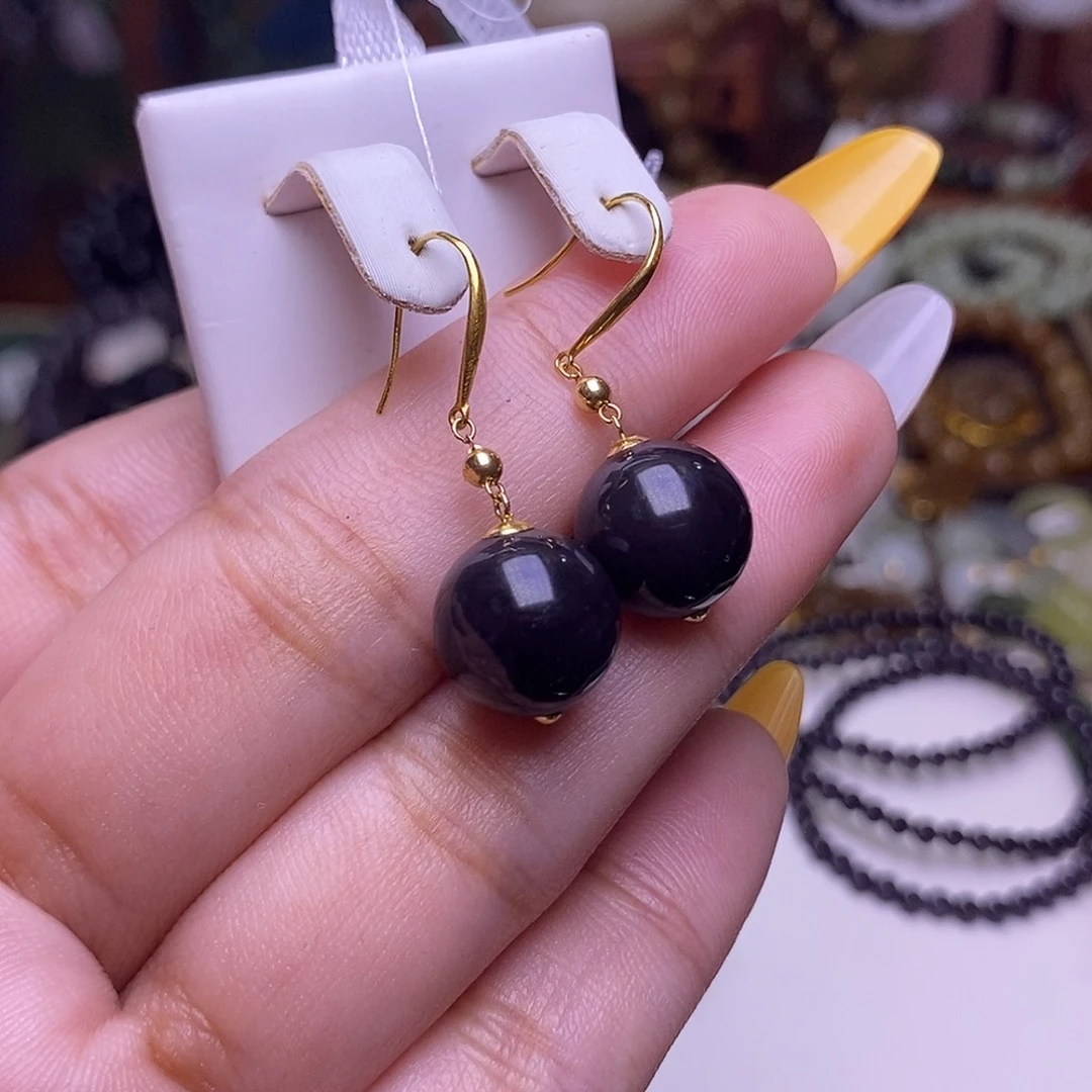 和田玉未镶嵌颈饰浓烟紫老矿料金镶耳坠