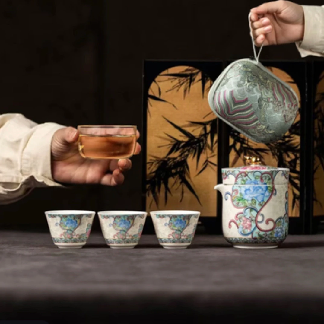 C489办公旅行适用的陶瓷茶具快客杯茶壶