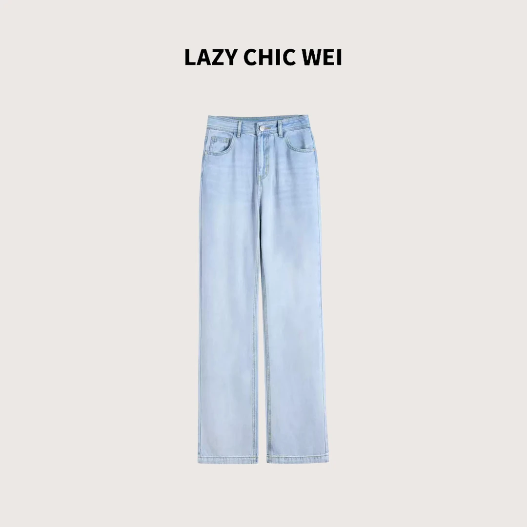 LAZY CHIC WEI 100莱赛尔天丝酵素水洗冰感高腰牛仔 2505SSW5186