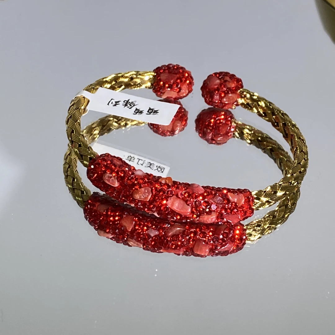 铜合金合成锆石手镯 TTSD 红色时尚个性百搭女士手镯 2022