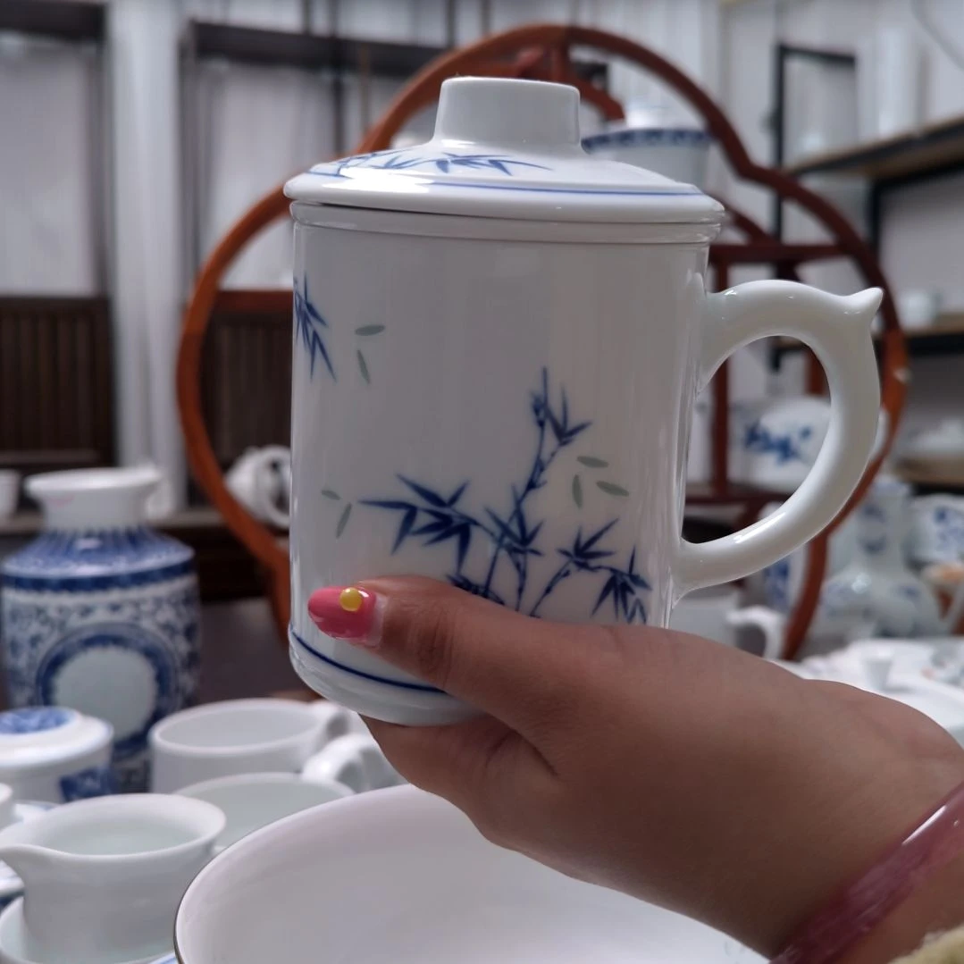 陶瓷节节高升茶漏杯三件套一套