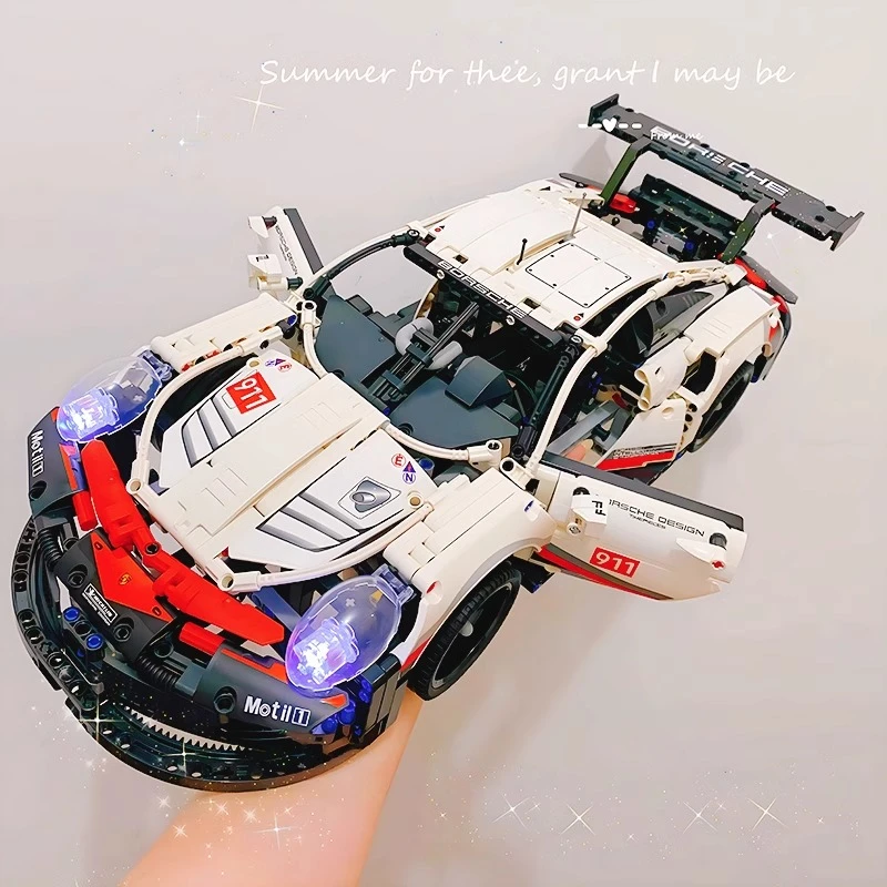 赛车积木跑车保时捷911遥控拼装汽车模型成人高难度玩具男孩乐高