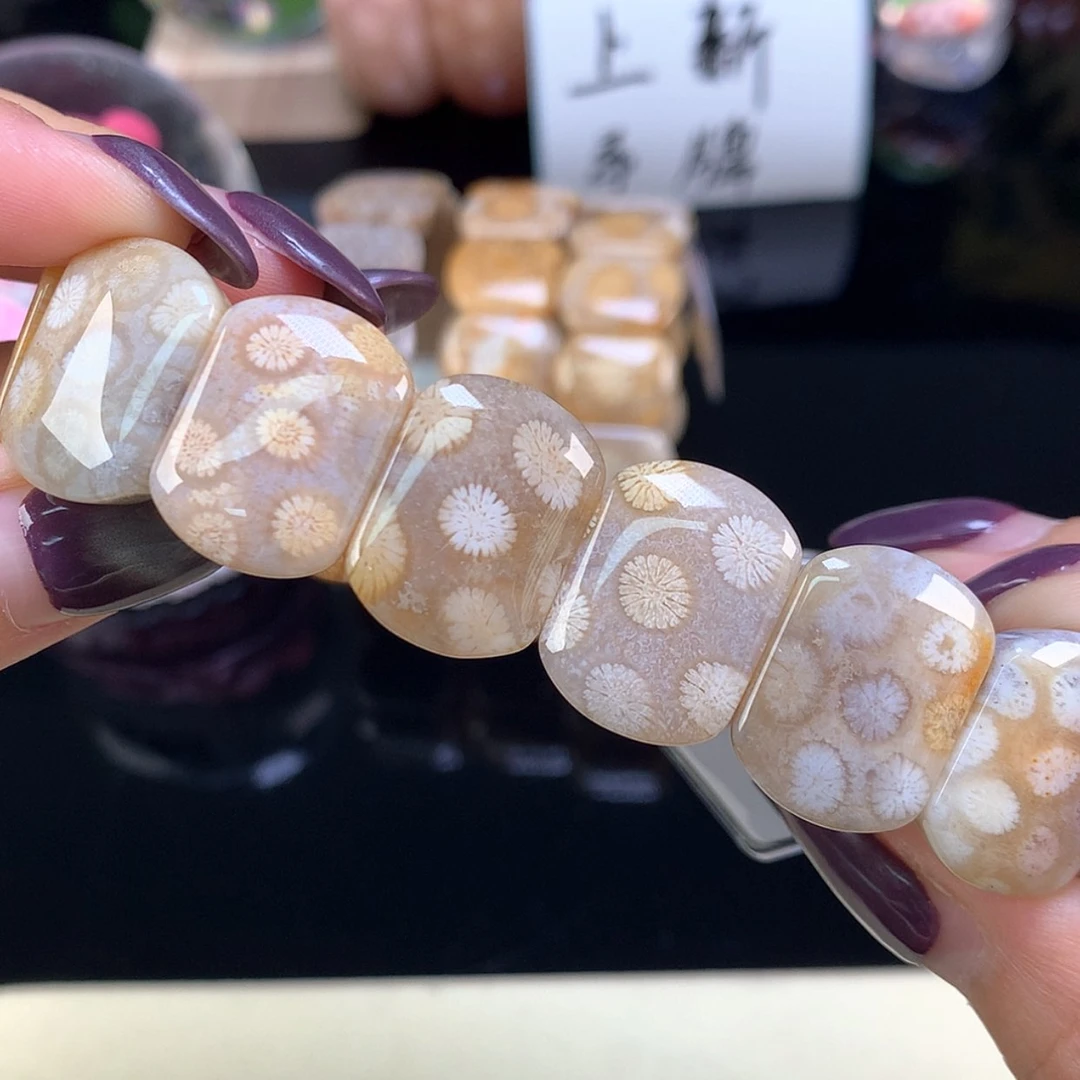 【闪购商品】颈饰未镶嵌硅化珊瑚（珊瑚玉）上新手牌波点花（18号）