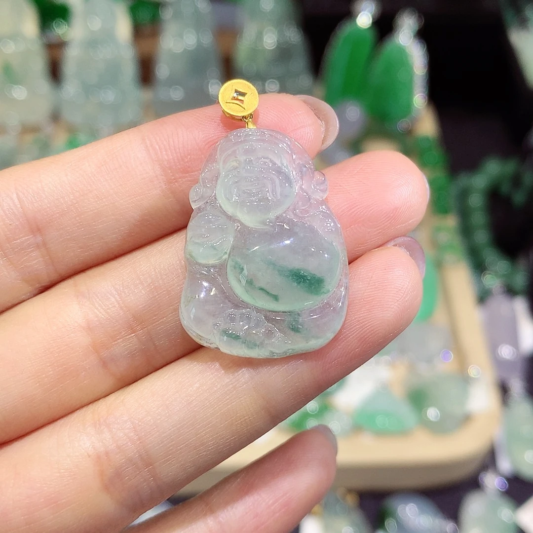 颈饰18K金镶嵌翡翠财