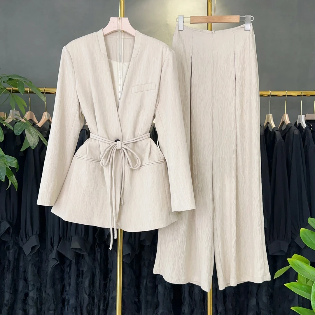 【RG2495】2025年新款时尚气质百搭减龄显瘦新款小衫套装