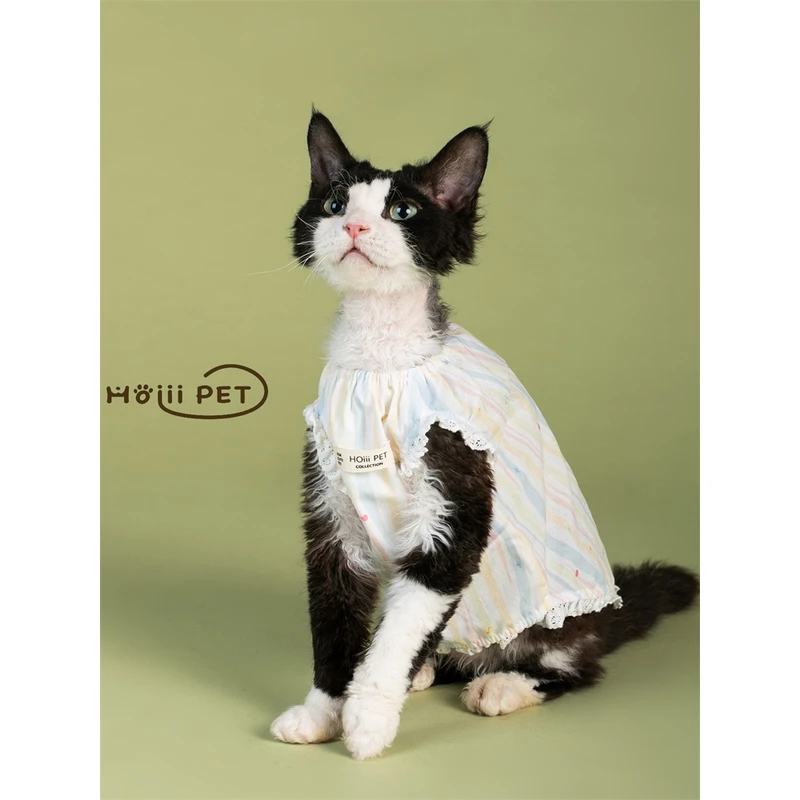 HOiii PET韩版可爱印花裙德文猫衣服棉无毛猫背心裙可爱透气