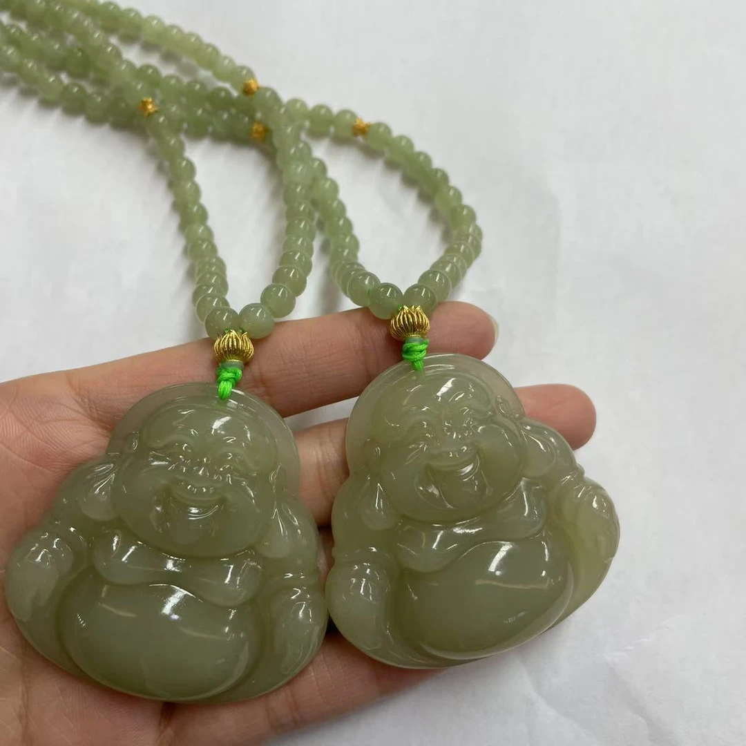 【玉经纶】31302/HQ20-和田玉佛公吊坠-多样性发其一45*10/6/107颗