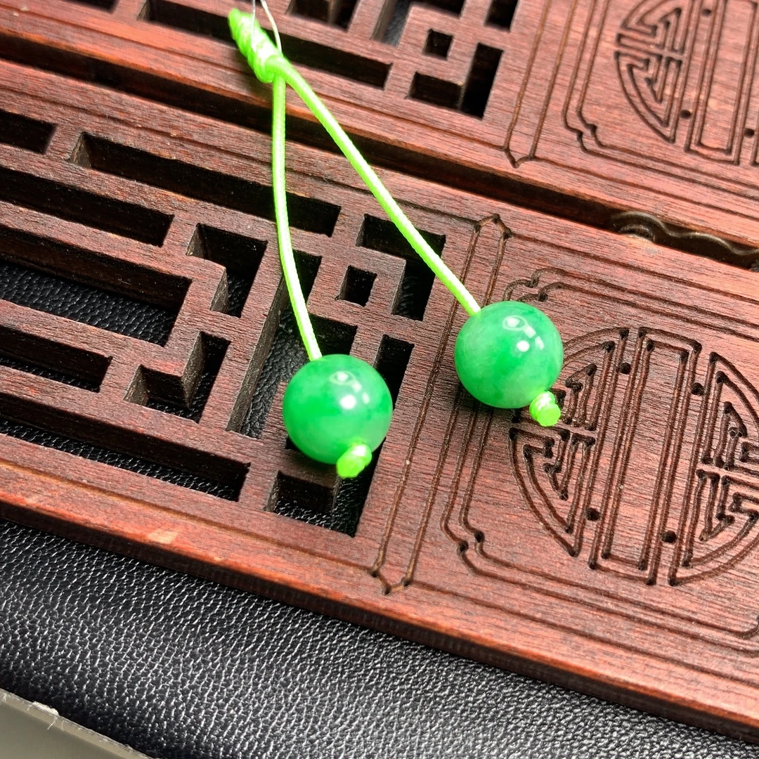 缅甸A货翡翠阳绿色圆珠散珠单珠T卡7.8mm