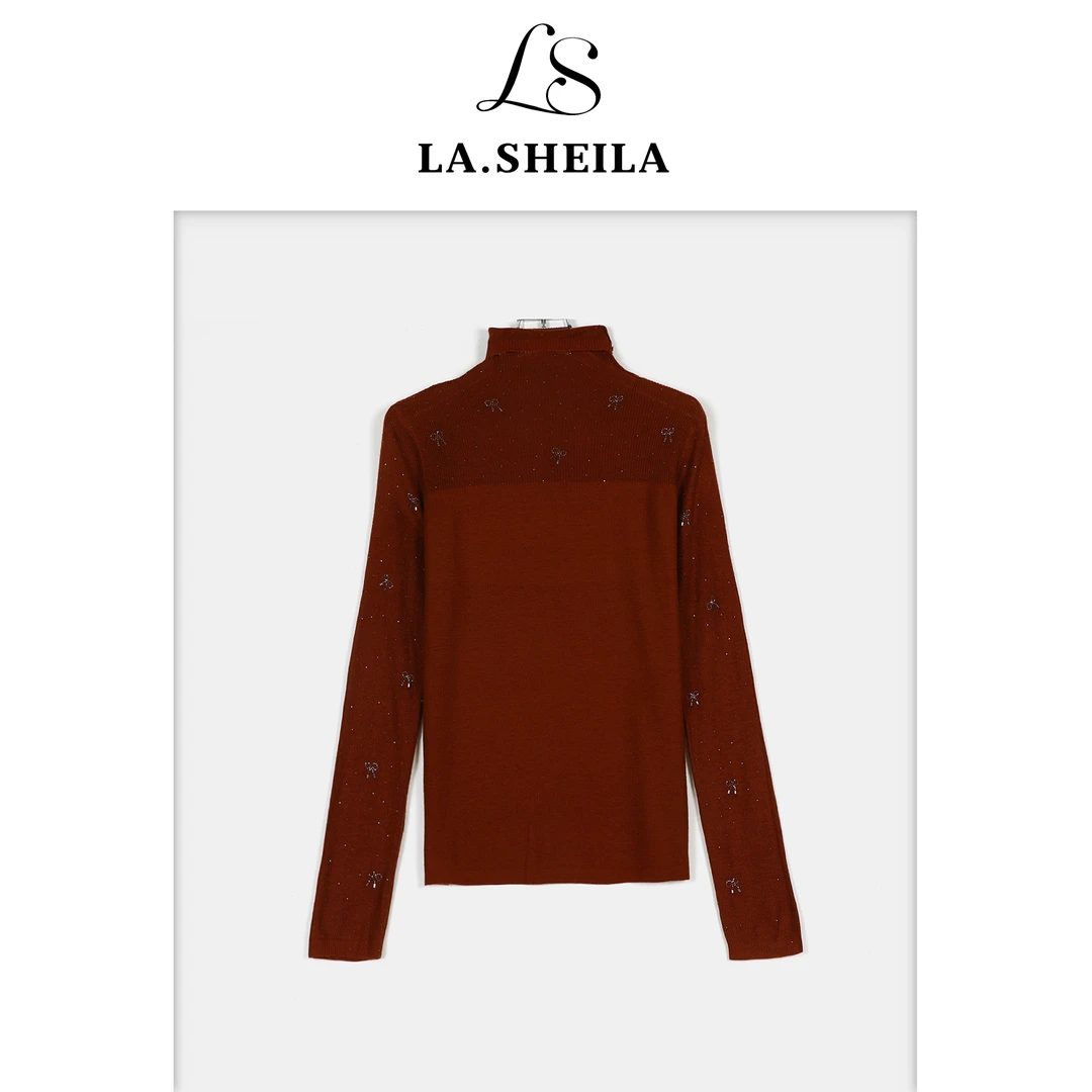 LA.Sheila“锦上添花”高领烫钻羊毛毛衣254-MY/1125-60050