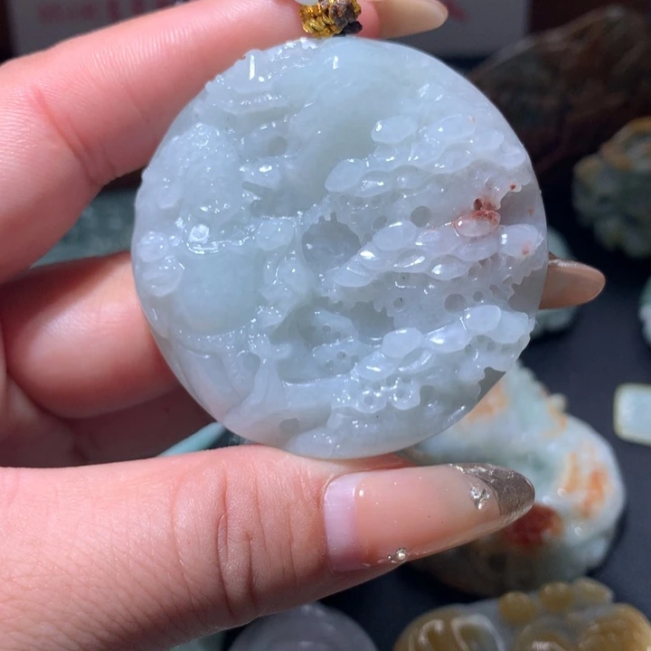 翡翠未镶嵌颈饰保真天然A货翡翠