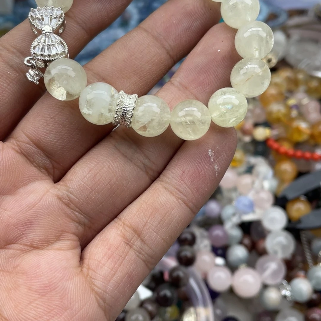 银S925镶嵌手链烟晶