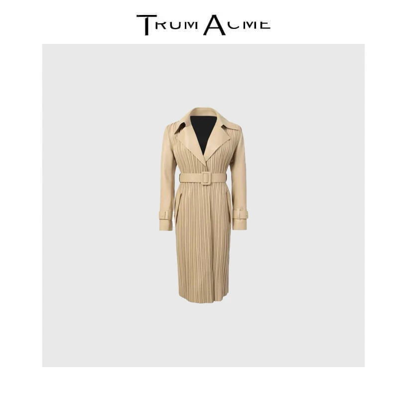 TrumAcme~2025秋季新款老钱风皮风衣翻领时尚百搭常规款休闲舒适
