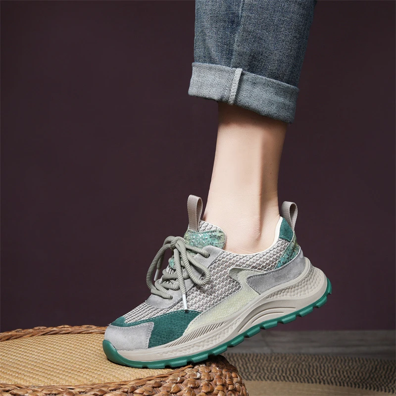 9696阿甘鞋女2025春夏新款复古休闲软底运动网面猪巴戈百搭老爹鞋