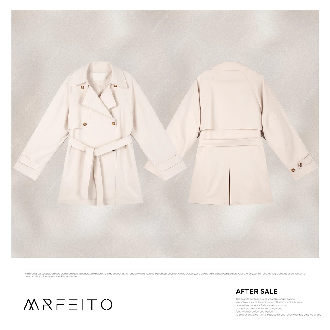 【山茶白羽】早春新款英伦风中长款女士风衣H1192F02C31024