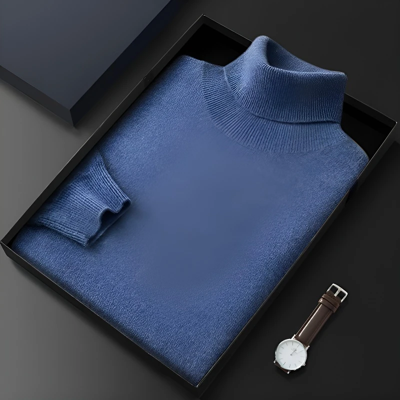 Cat kite秋冬新款男士高翻领羊绒衫时尚毛衣针织羊毛衫男款打底衫