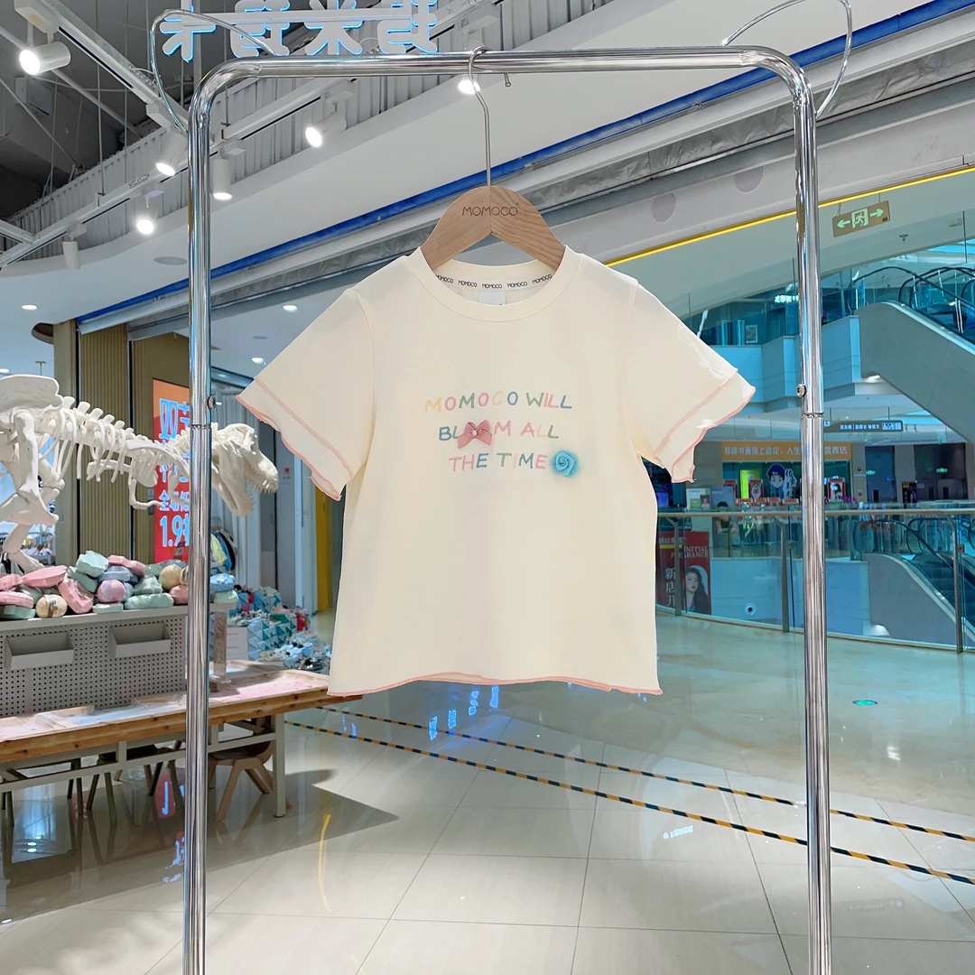 MOMOCO女童夏季字母男童时尚休闲夏款儿童绣花T恤77630235022