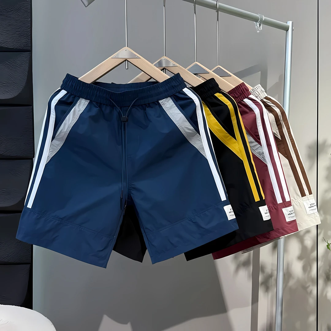 夏季薄款透气沙滩休闲短裤男潮流时尚气质百搭冰丝速干运动五分裤