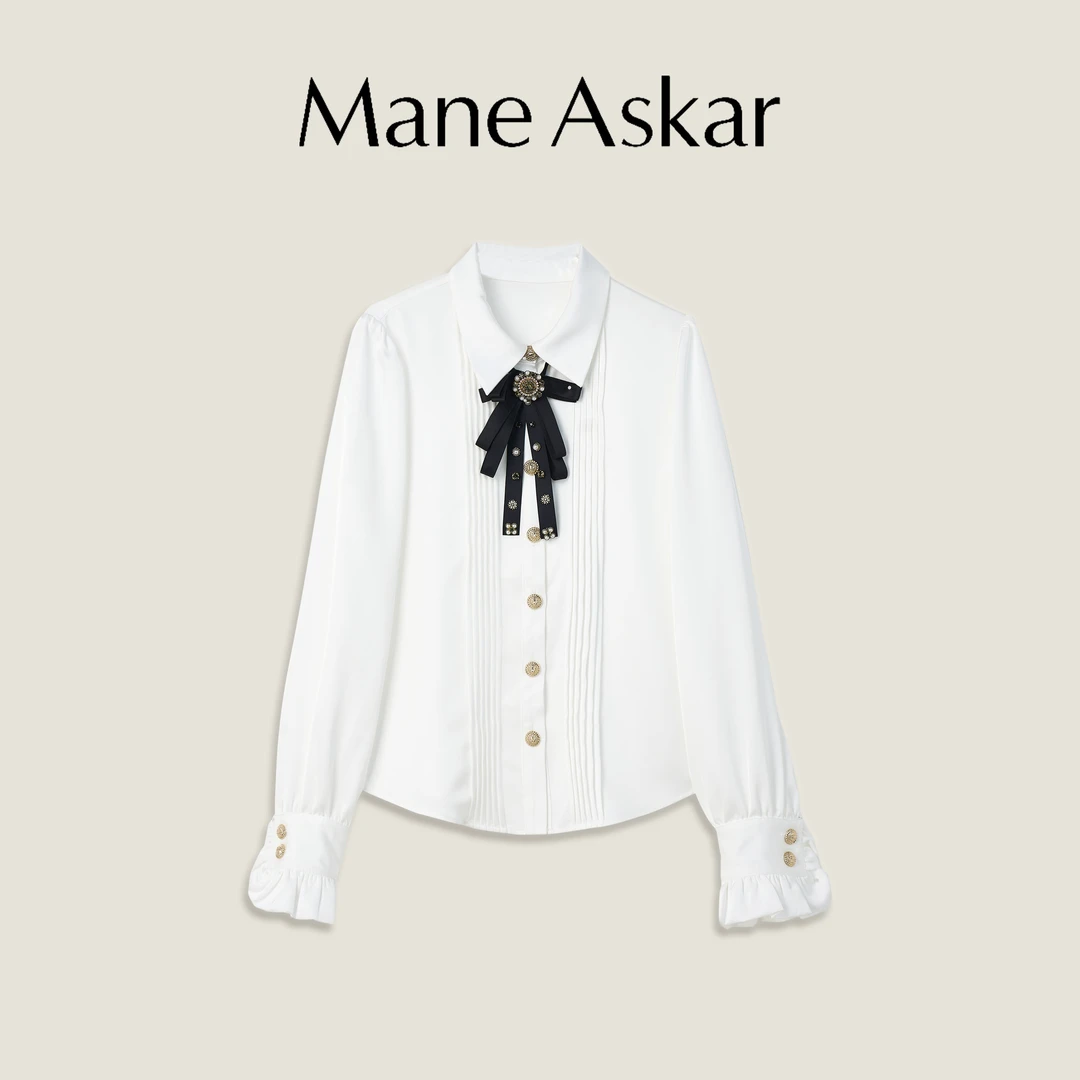 新款高级千金风宽松白色衬衫女装上衣OK01180