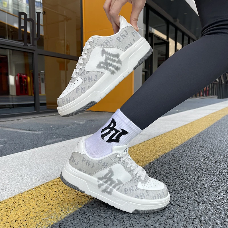 PNJ春夏季情侣时尚休闲鞋百搭复古经典满印运动低帮透气板鞋S001