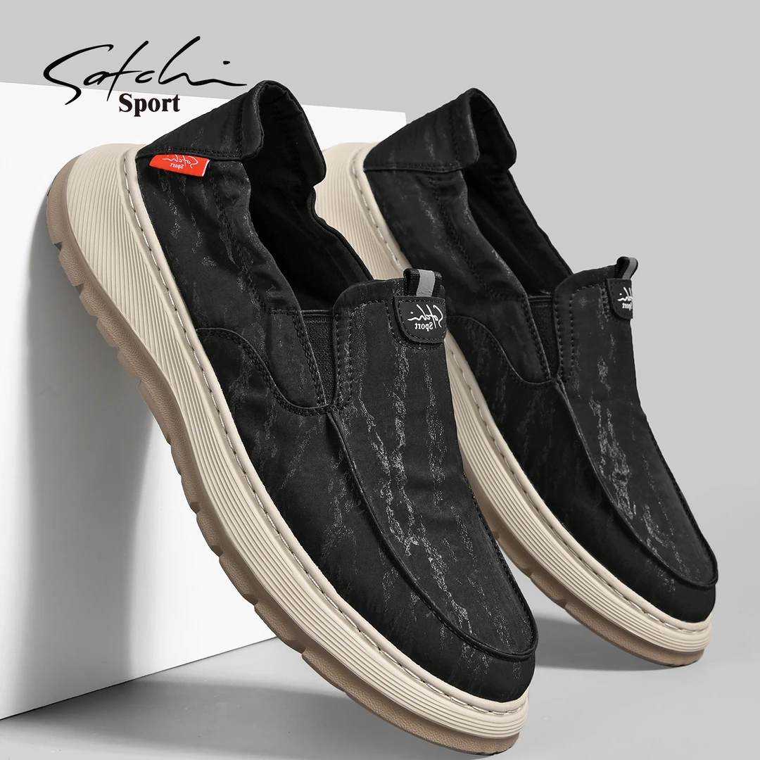 沙驰布鞋男款冬季透气百搭潮流男士运动软底轻便一脚蹬休闲鞋子男